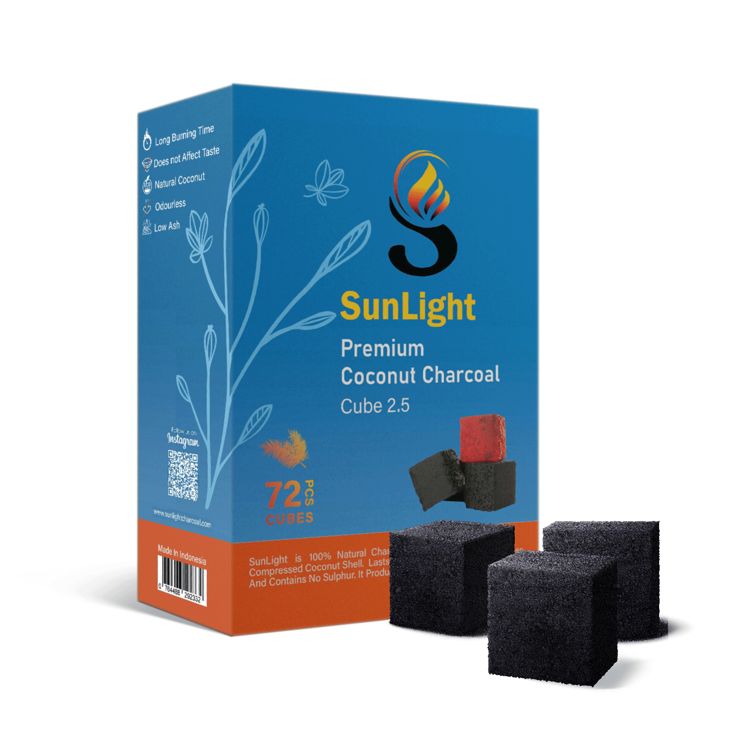 Sunlight Coconut Hookah Charcoal Cubes - 72 Pcs