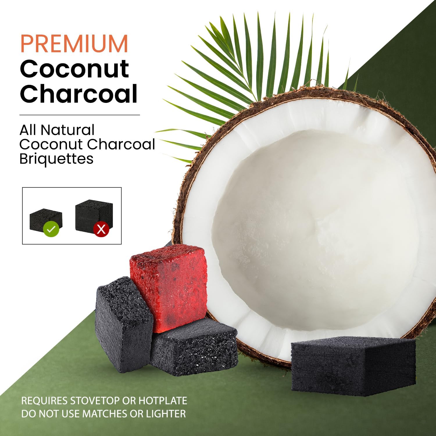 Sunlight Premium Coconut Charcoal Flats- 60 Half Cubes