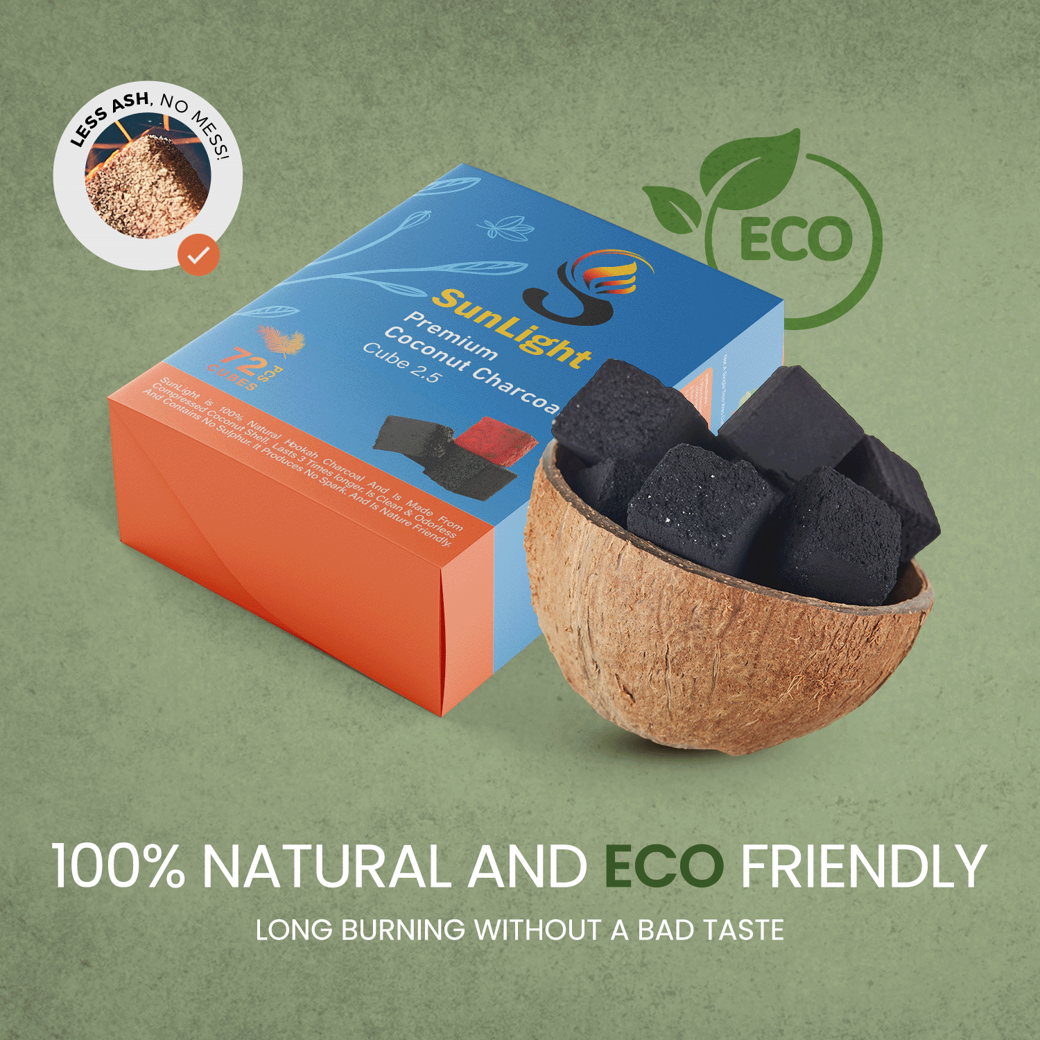 Sunlight Coconut Hookah Charcoal Cubes - 72 Pcs