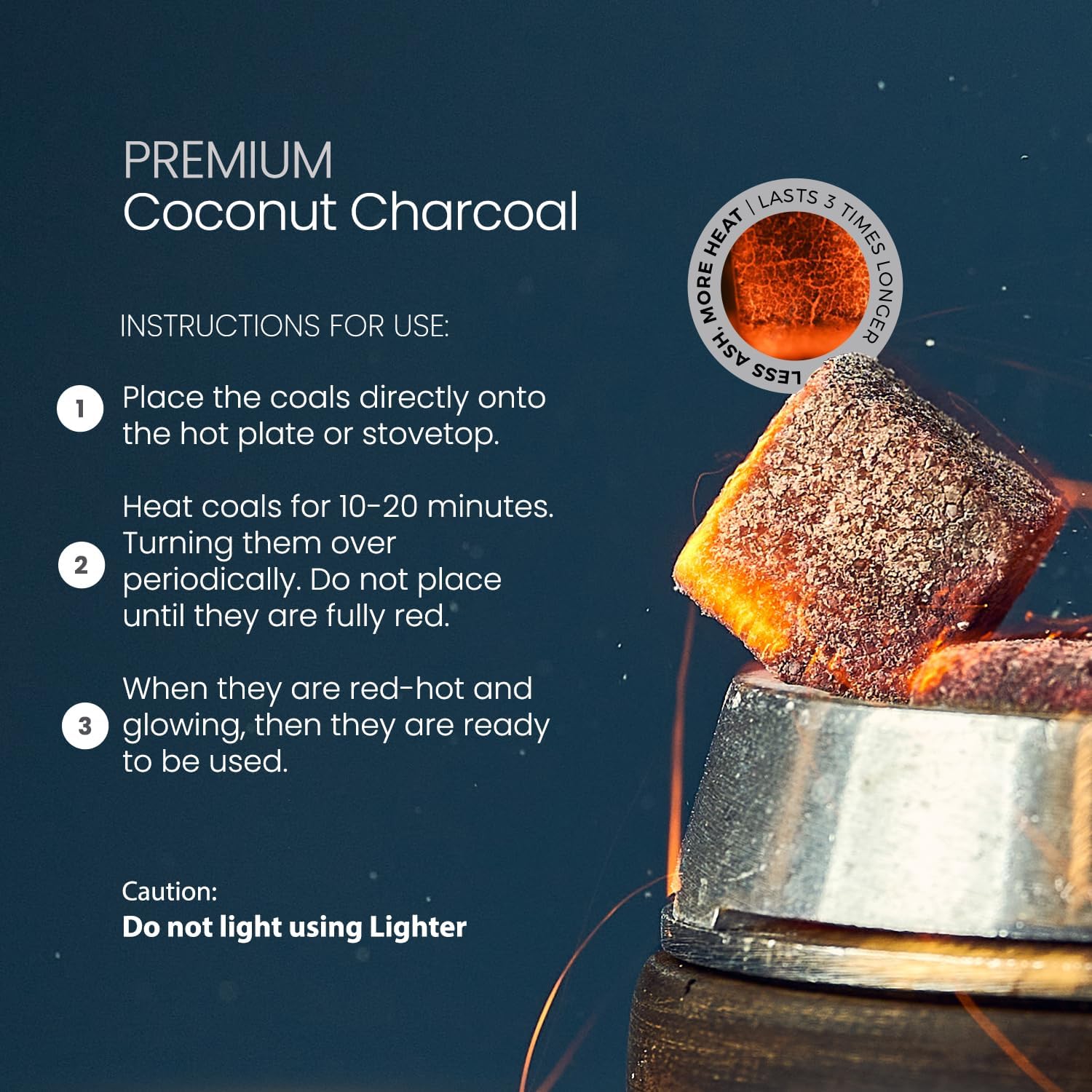 Sunlight Premium Coconut Charcoal Flats- 60 Half Cubes