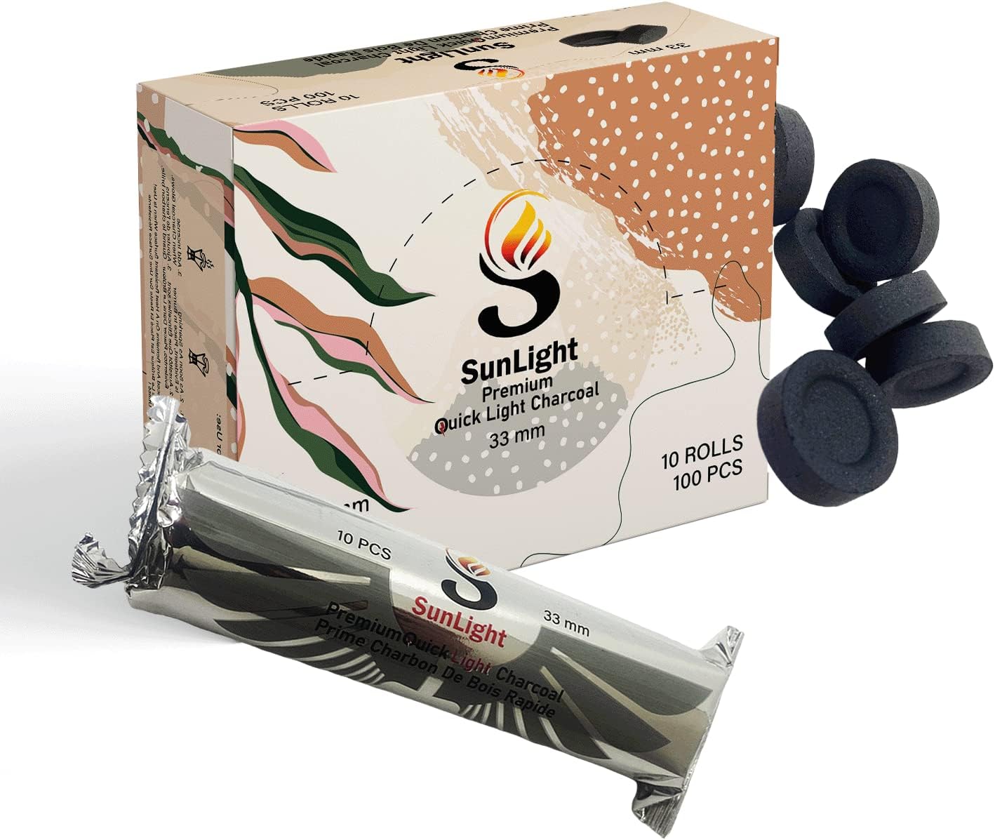 Sunlight Premium Quick-light 33mm | 100 Charcoal Discs
