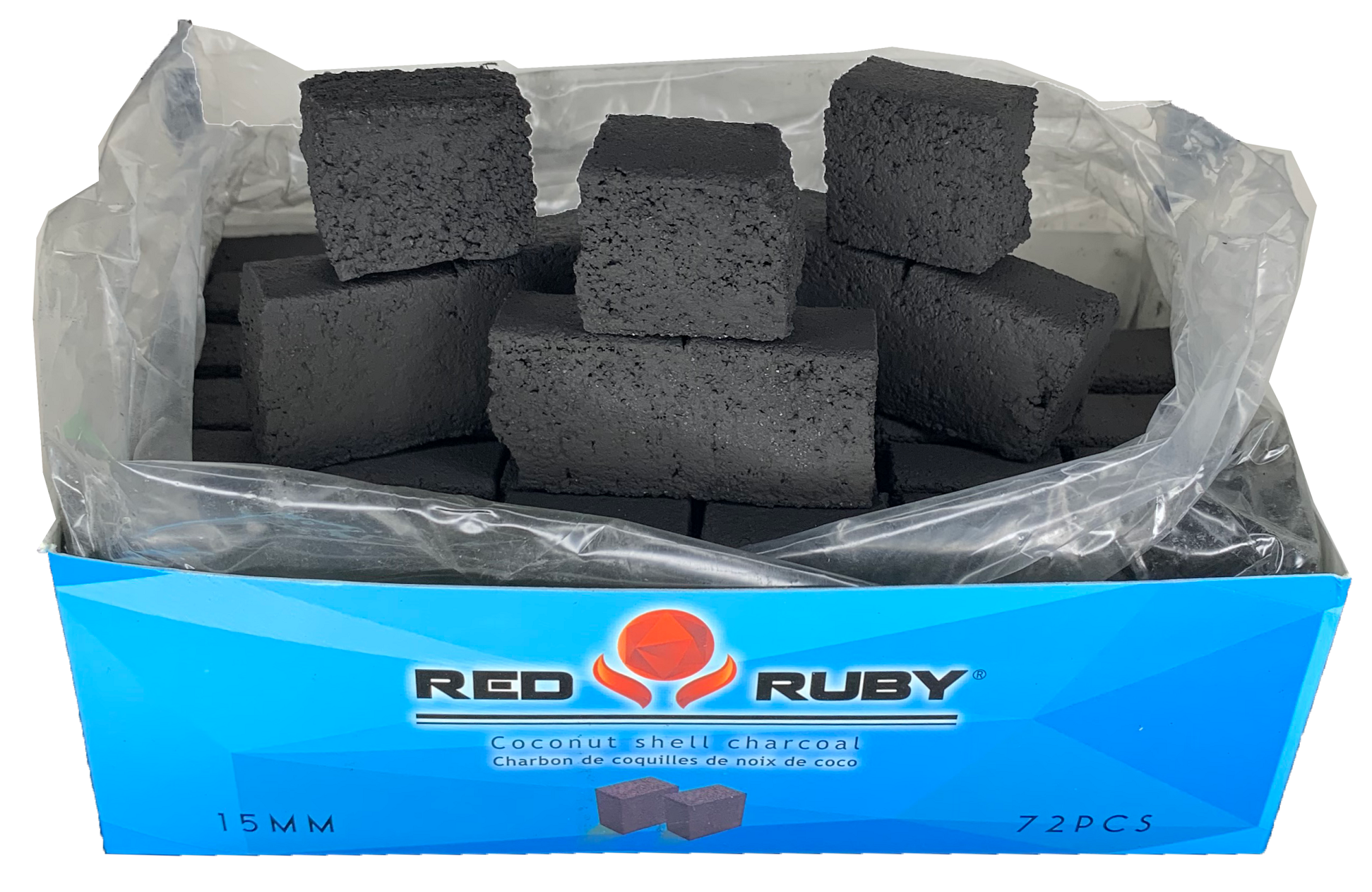 Red Ruby Coco Flat Charcoal 72pcs-15mm